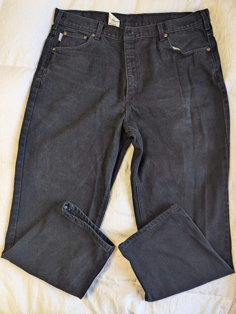 Carhartt Relaxed Fit Jeans Mens 44x30 Black Denim Straight Leg Pants